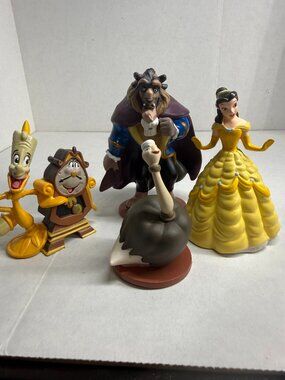 Disney Store Beauty and Beast Figures Set of 5 Great Condition Belle Lumiere